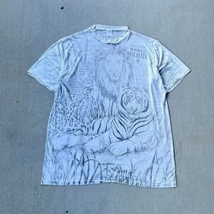 Vintage Protect World Wildlife Tiger All Over Shirt One Size